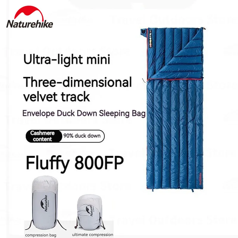 Naturehike Outdoor Duck Down Sleeping Bag 800FP Camping Ultralight Portable Warmth Envelope Shape Can Be Spliced Sleeping Bag