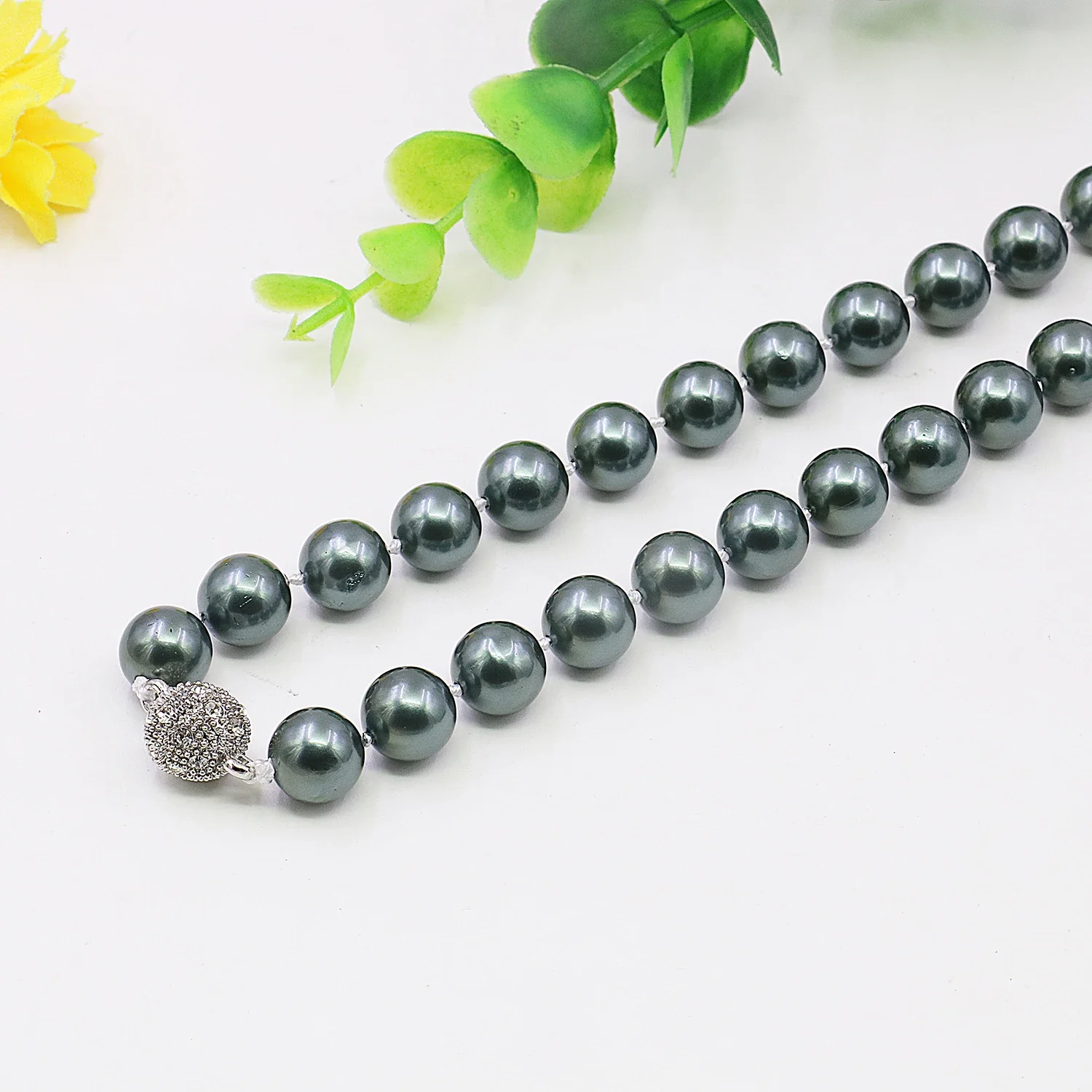 8/10/12/14mm Natural Black Rainbow Shell Round Bead Pearl Necklace/earring Set,Rhinestone Clasp,Women\'s Jewelry Making/design