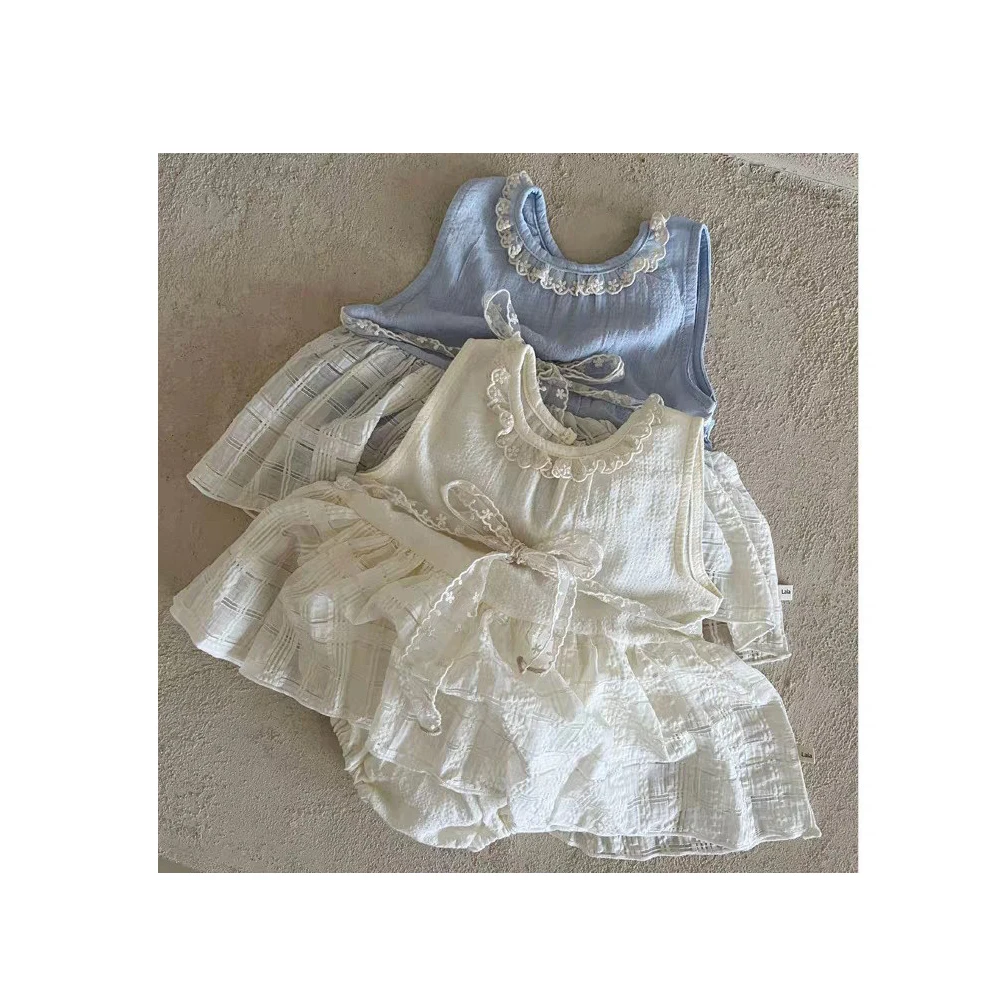 

HY2842 Girls Summer Lightweight Cotton Cool Sleeveless Babydoll Dress for Kids