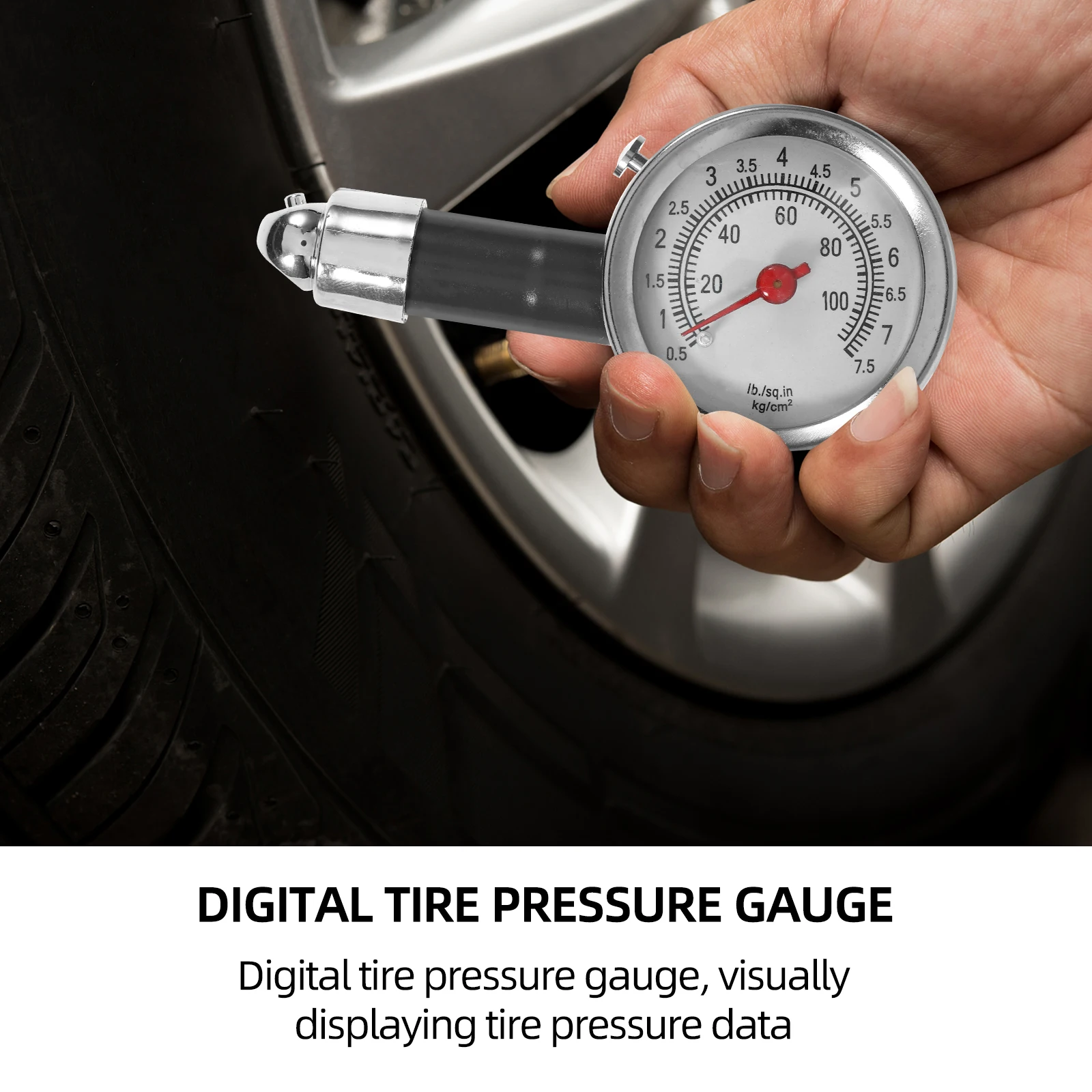 

Straight Shape Tire Pressure Monitor Digital Dial Gauge Tool For Accurate Reading And Easy Storage In Plastic Case