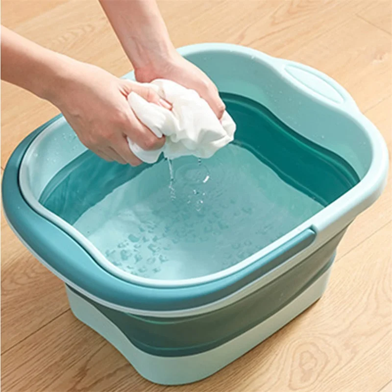 Folding Foot Soaking Bucket Household Footbath Portable Tub Basin Foot  Massage Stress Relief Plastic Thickened Large Footbath