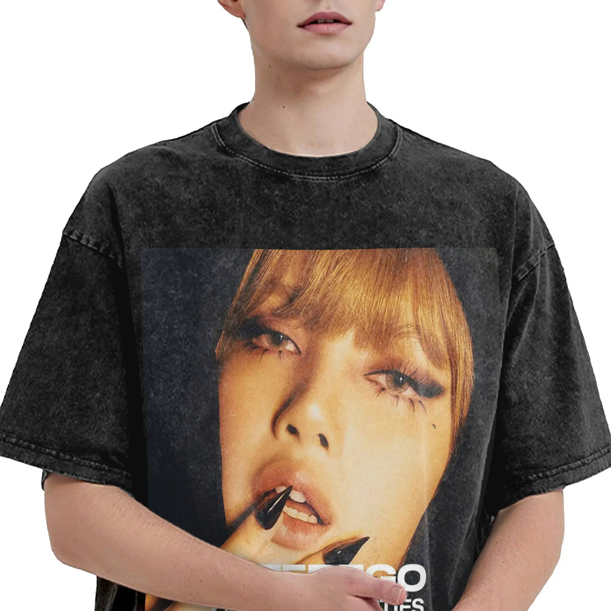 LISA Alter Ego 2025 New Album Washed T Shirts Streetwear Vintage T-Shirts Tee Shirt for Men Women Cotton Street Graphic Printed