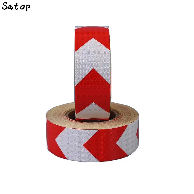 5M Reflective Tape Yellow Black Red Arrow Car Sticker Motorcycle Safety Warning Reflector Tape Adhesive Stickers For Bicycle