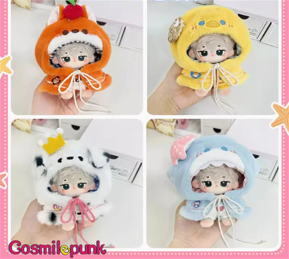 Anime Animal Cloak Shorts For Plush 10cm 20cm 40cm Doll Toy Shark Fox Duck Cosplay Clothes Cute Props Gift