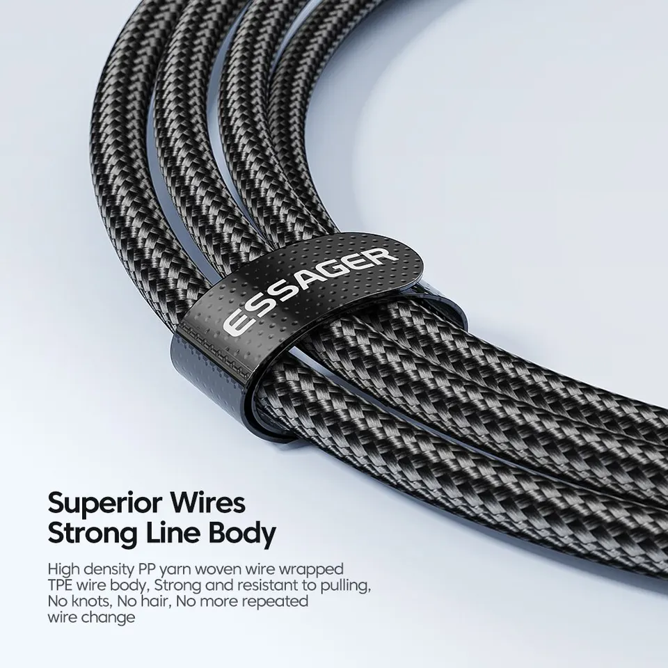 Essager Cable de 100W C a C tipo C, USB C PD de carga rápida, para Macbook, Samsung, Xiaomi, cable tipo C USB C 4