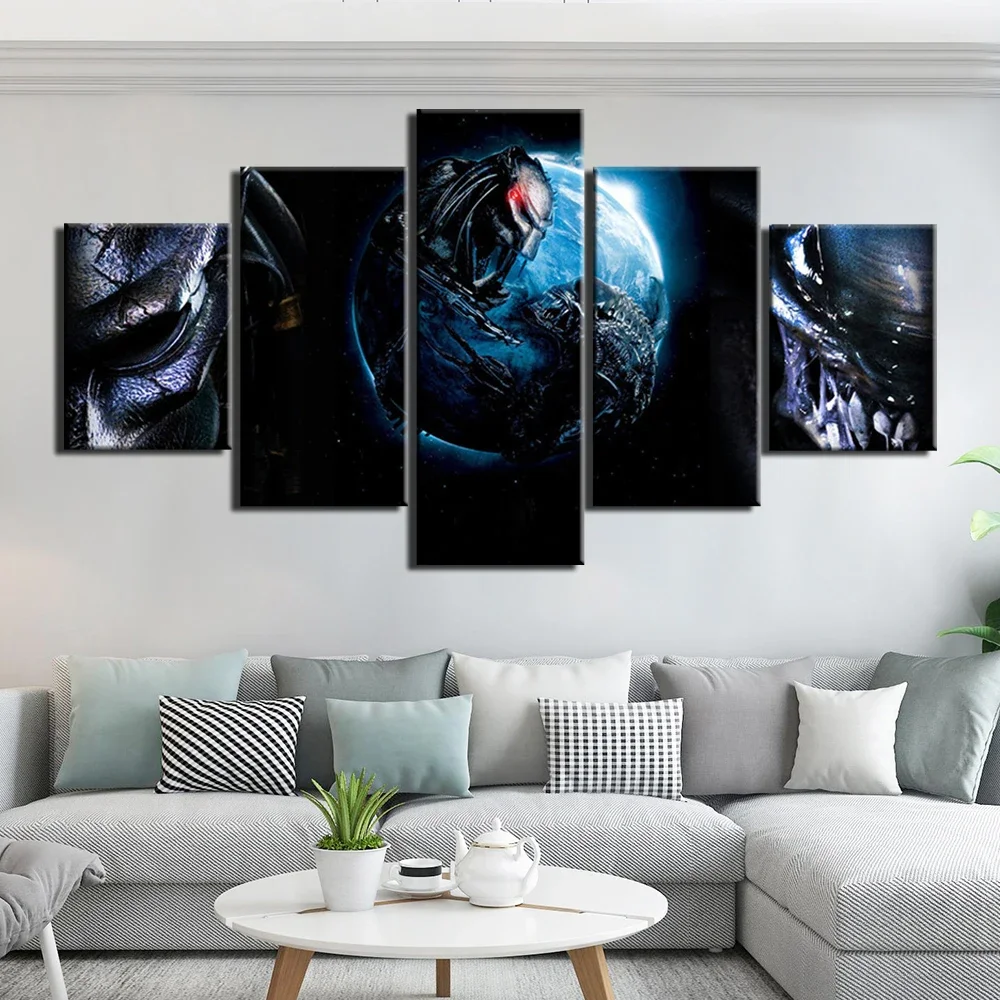 5 لوحة الغريبة مقابل. المفترس 2 تقاسية الفيلم قماش الملصقات صور فنية للجدران HD طباعة لوحات ديكور المنزل غرفة المعيشة الديكور