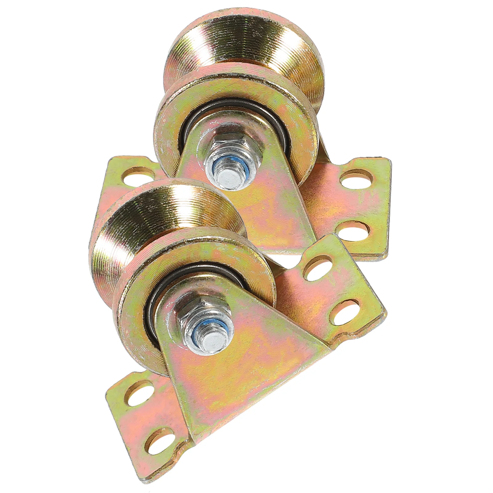 2 Pcs Round Group Scroll Wheel V-shaped Track Pulley Iron Wheels Pulleys for Rope