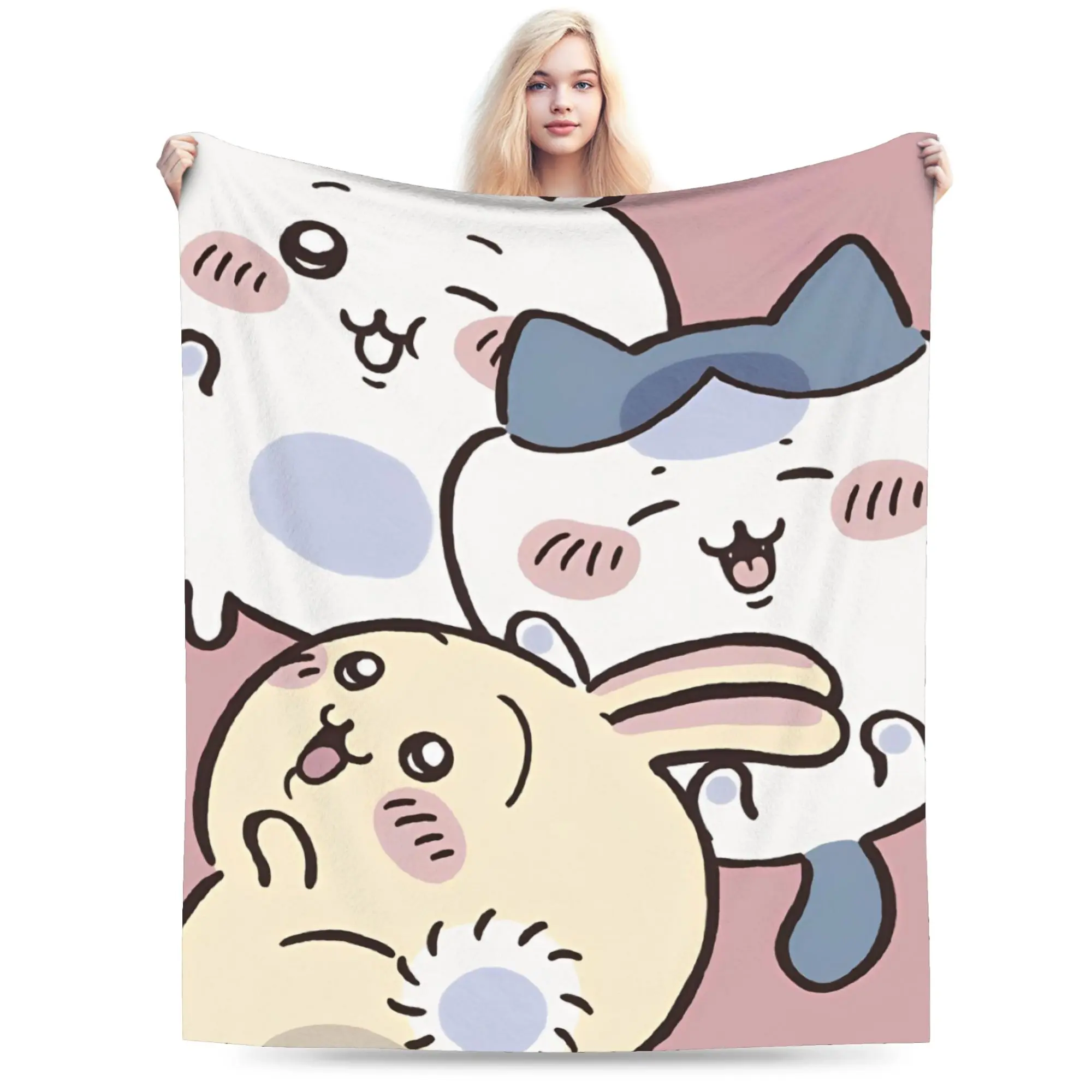 

Одеяла C-Chiikawas Hachiware и Usagi, бархатный текстильный декор, дышащие супер мягкие пледы для кровати, дорожное одеяло