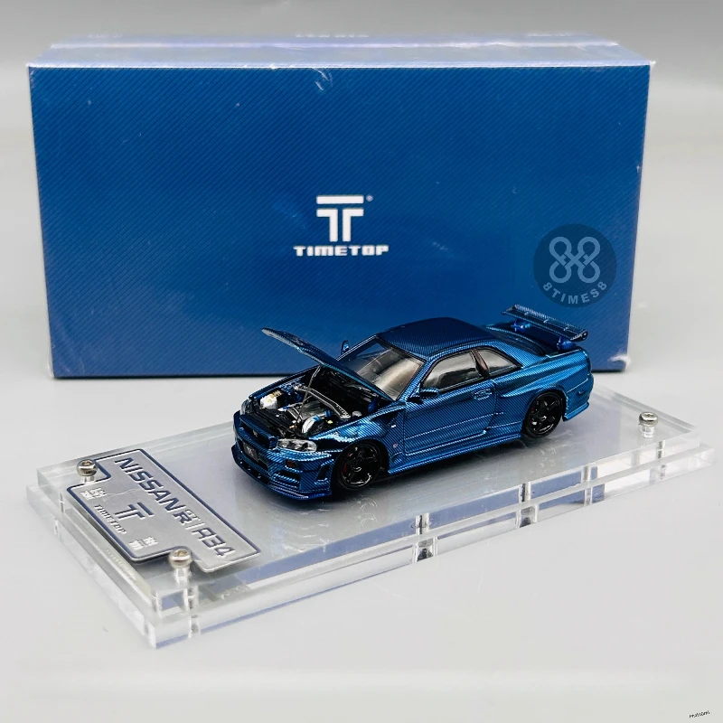 1-64-gtr34-carbonio-blu-elettrolitico-nuovissimo-stock-modello-di-auto-di-simulazione-in-miniatura-pressofuso-in-lega-decorazione-da-collezione-per-adulti