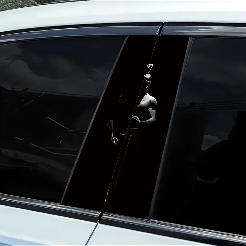 2 pieces of automotive B-pillar stickers Abstract Human Figure Smooth material protection film with anti-scratch properties