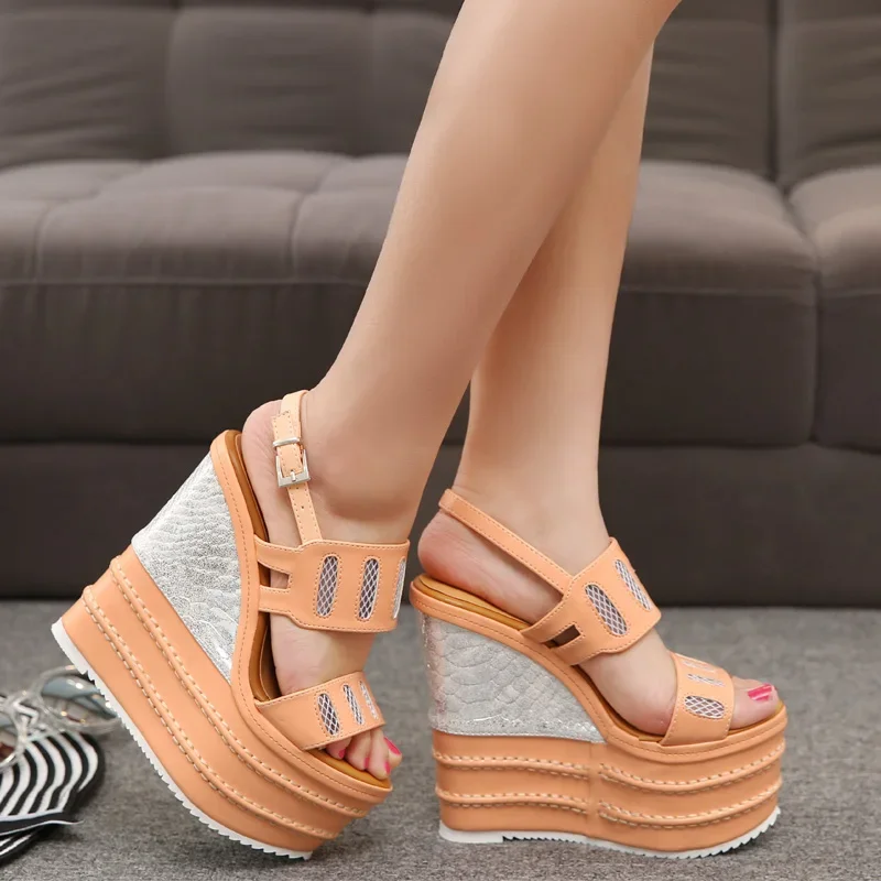 Brand New Ladies High Platform Summer Sandals Fashion Buckle Wedges High Heels women\'s Sandals Party Wedding Sexy Shoes Woman