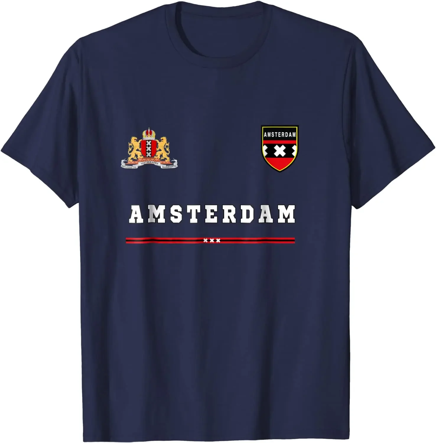 Amsterdam T-shirt Sport/Soccer Jersey Tee Flag Football T-Shirt. Summer Cotton Short Sleeve O-Neck Mens T Shirt