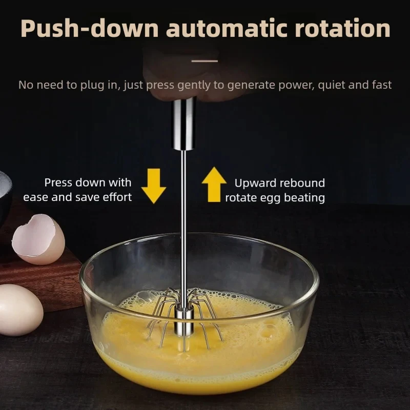 Durable Stainless Steel Egg Beater Semi-Automatic Kitchen Mi