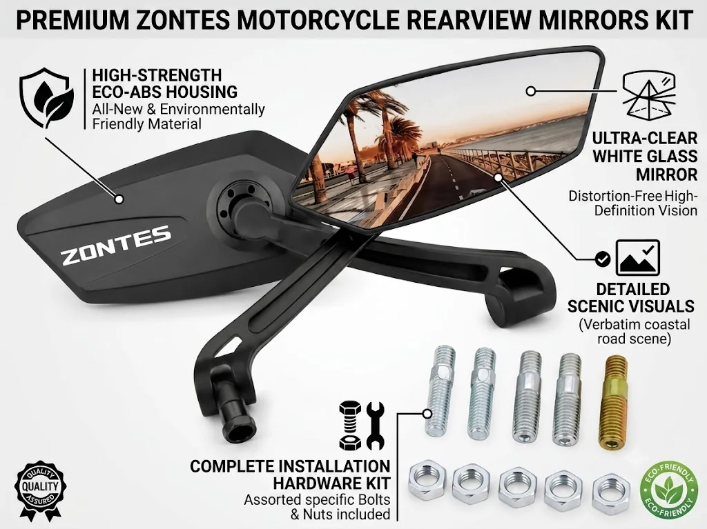 High Strength ABS Motorcycle Rear view Mirrors Adjustable With logo For Zontes G1 125 ZT125 G1 ZT125U ZT 125 U ZT 310R