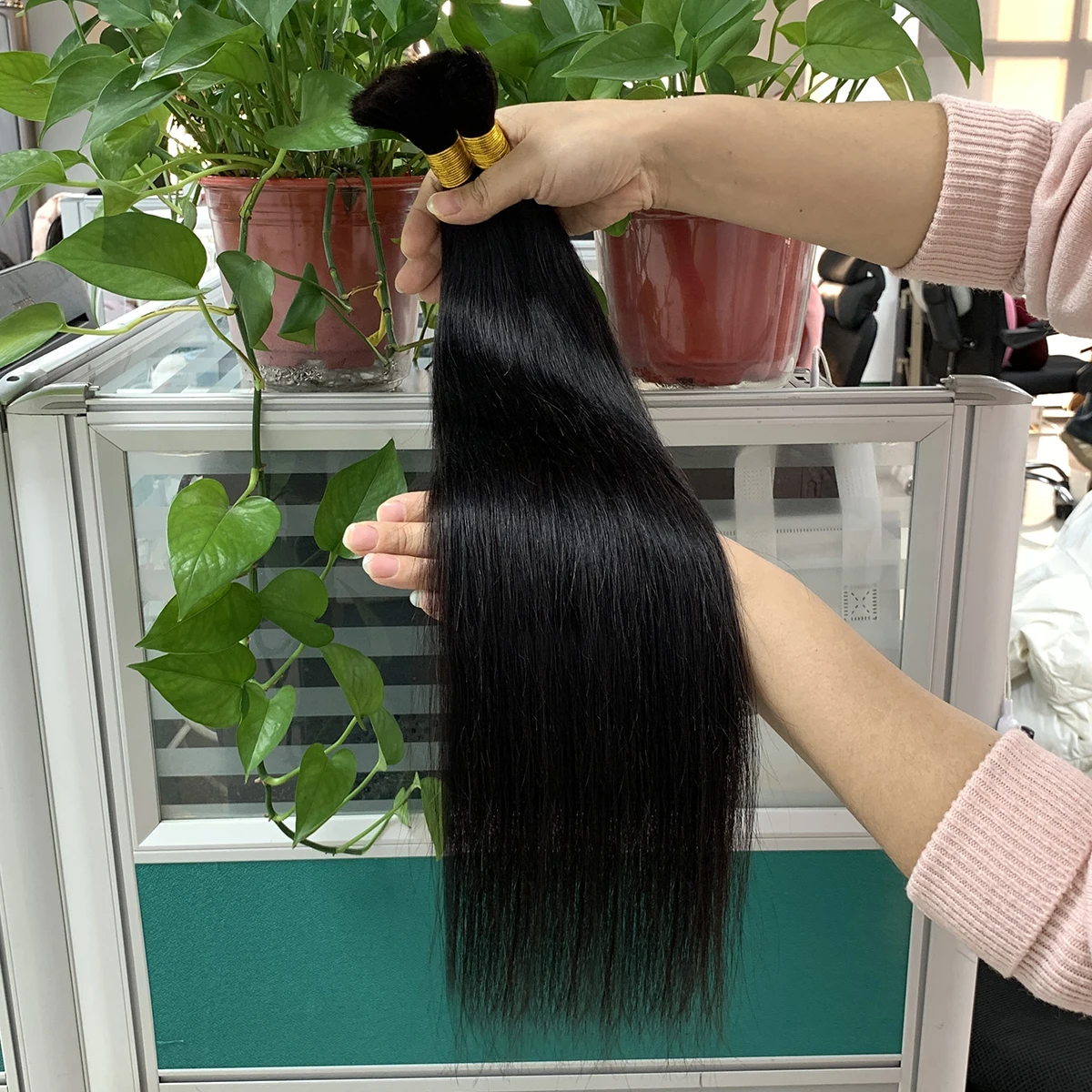 البورمية حريري مستقيم السائبة الشعر للتضفير 10-28 بوصة بوهو الضفائر السائبة شعر مستعار بشري لتضفير اللون الطبيعي