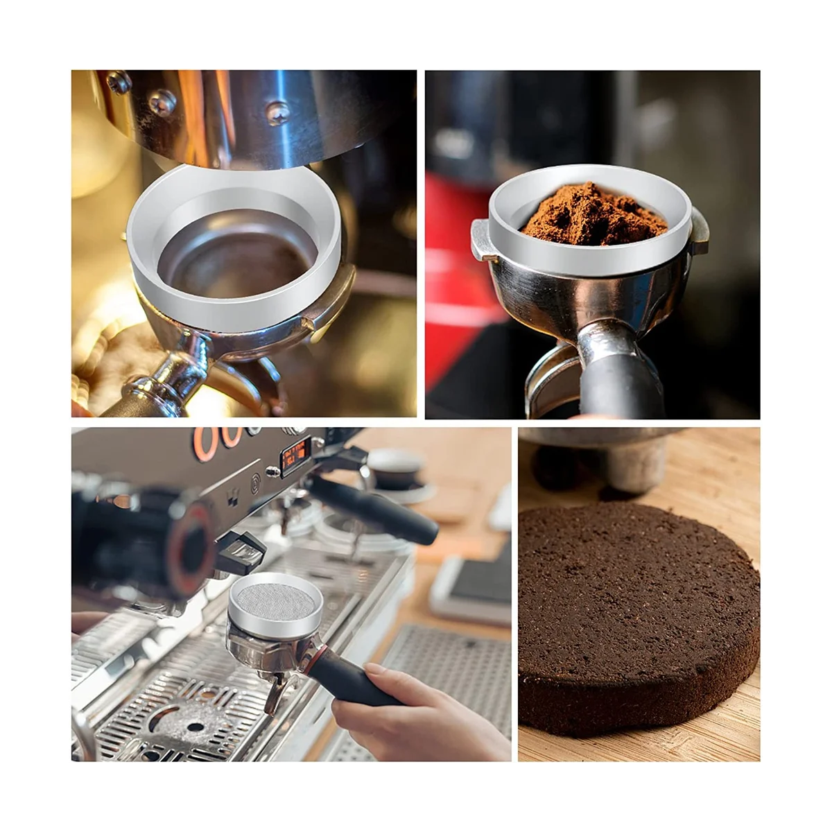 A09G-51mm Coffee Dosing Ring, Aluminum Coffee Dosing Ring with Screen, Stainless Steel Espresso Sieve for Portafilter