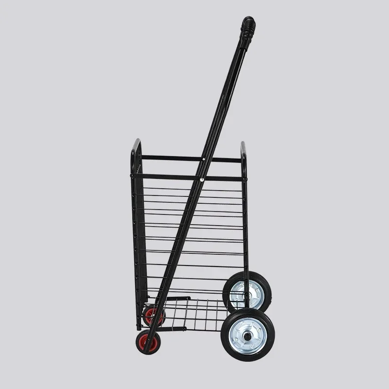 Shopping Cart Trolley Can Be Folded Household Four-wheel Supermarket Painted Iron Basket Old Man Portable Hand