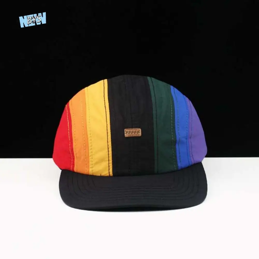 

Camping Hiking Color Matching Rainbow Baseball Caps Adjustable Drawstring Snapback Cap Casual Sun Cap Men Sun Hats Street Dance