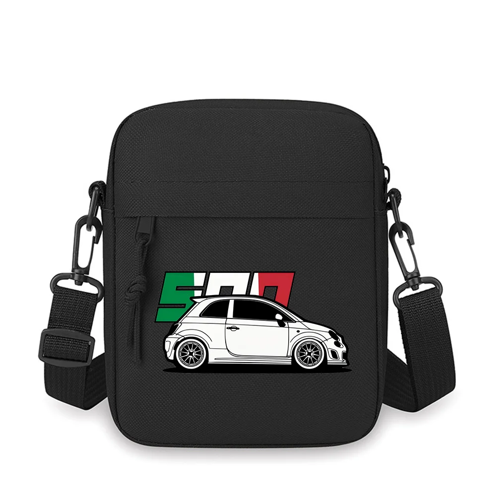 

White car wheels Italian flag logo Men Crossbody Bag Single Shoulder Women Cartoon Anime Film Printing Design Unisex