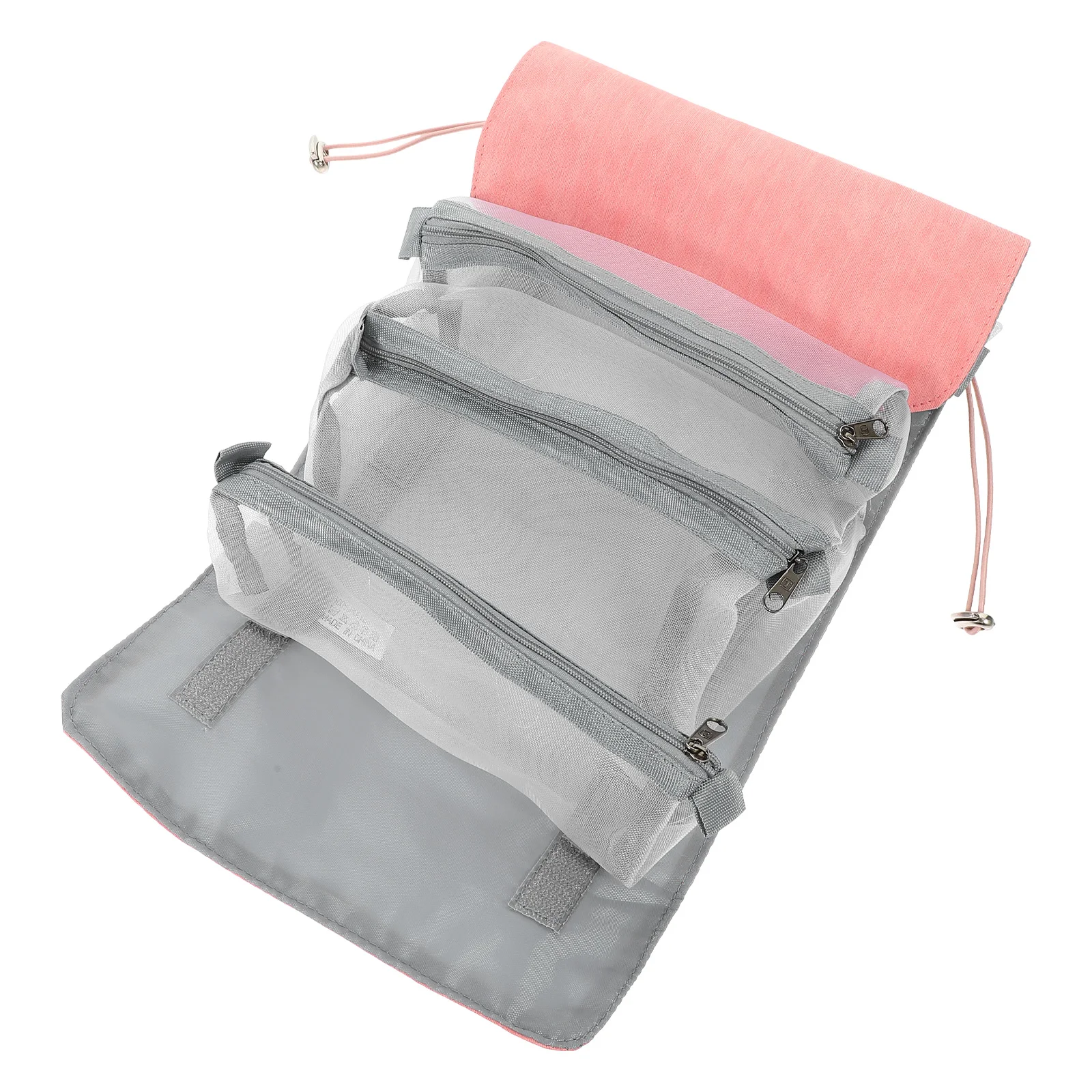 

Portable PU Mesh Portable Pouch Large Capacity Toiletry Bag Blue Travel Makeup Storage Foldable Case