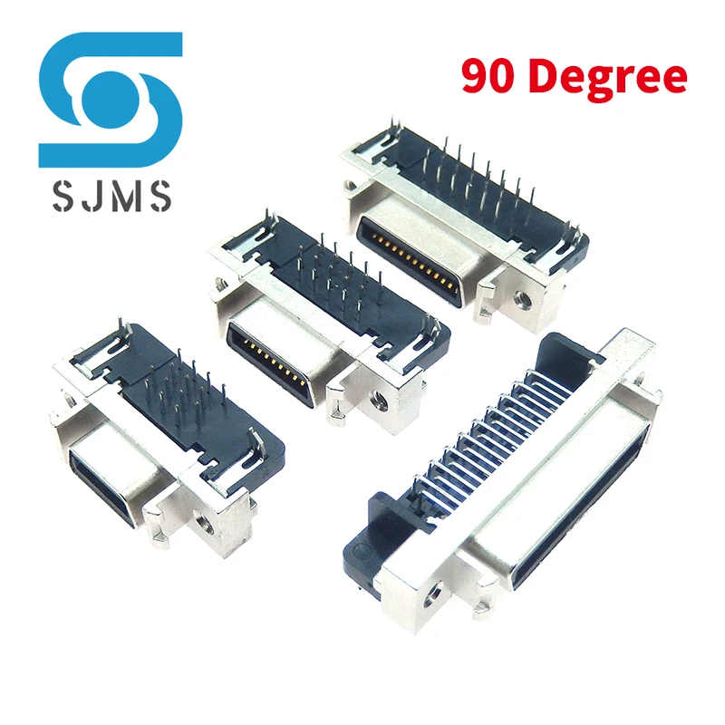 SCSI Connector MDR Servo driver HPCN Slot Type 14/20/26/36/50 pin female plug 180 90 Degree right angle Through Holes PCB Mount