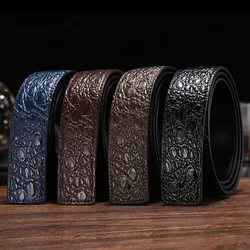 Ceinture de luxe en cuir de vachette à deux couches pour hommes, motif crocodile, sans ceinture, adaptée à la broche, 3.8cm, 3.5cm
