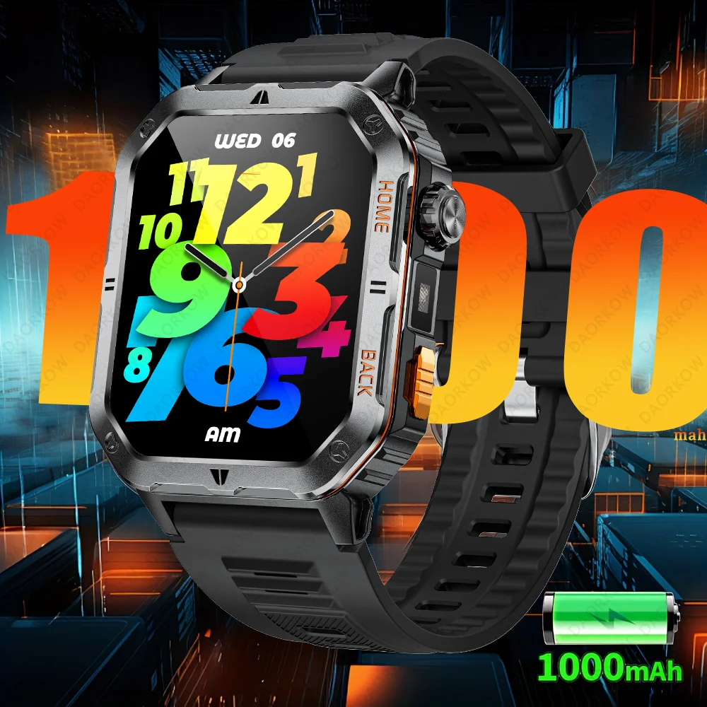 

ANEW Смарт-часы Аккумулятор 1000 мАч 2,01-дюймовый IPS-экран Мужские часы 3ATM Водонепроницаемые Bluetooth-вызовы Спортивные умные часы для iOS Android