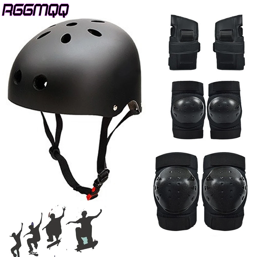 

Набор защитного снаряжения для молодежи из 7 предметов - регулируемый шлем для скейтборда с наколенниками, налокотниками и защитой запястий для езды на велосипеде, самокате, роликах, для занятий спортом