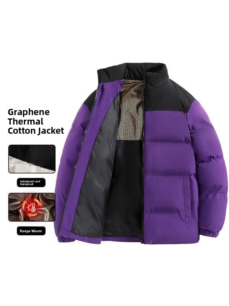 

Yu Zhaolin Men's Stand Collar Cotton Jaet Loose Fit Thiened Carbon New Sle Autumn Winter Warmth Outerwear Coat for Couples