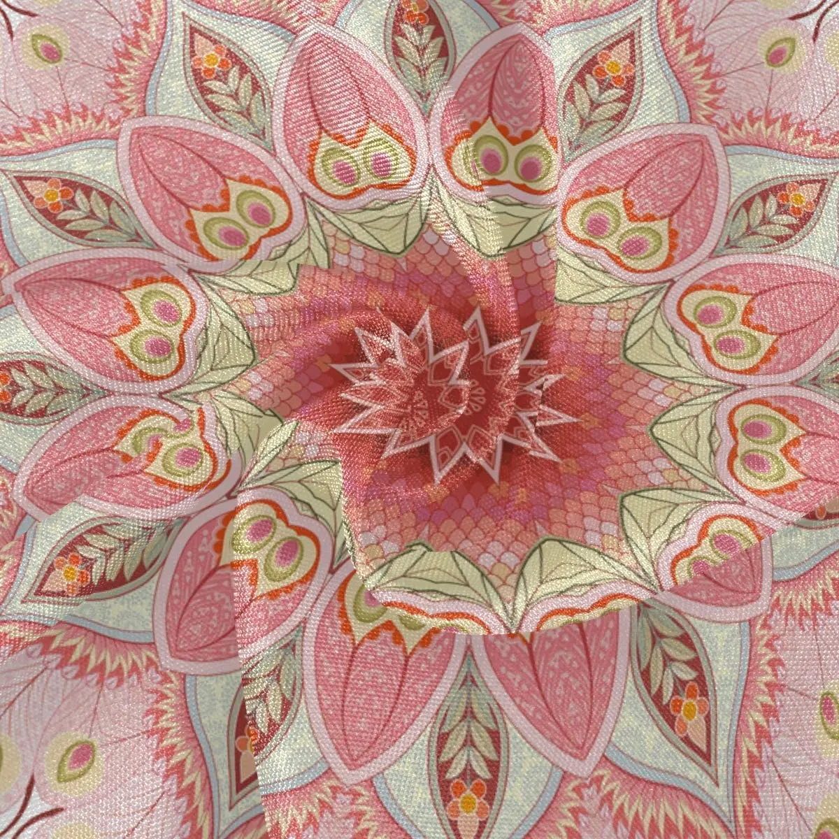 Indian Floral Peacock Feathers and Paisley Round  Dinner Table Cloth Traditional Mandala Polyester White Lace Tablecloth 60 Inch