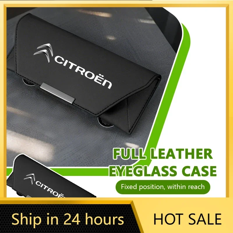 

Car Sticker Car Glasses Box Leather Eyeglass Case Sun Visor Lenses Holder For Citroen C4 C3 C5 C1 C2 C6 VTS C4L DS3 DS4 DS5 Gran
