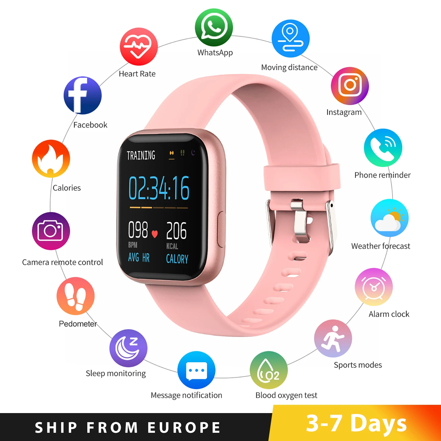 Sports Fitness Smart Watch For Women 1.4 Inch Full Touch Screen Heart Rate Sleep Monitoring IP67 Waterproof Smartwatch