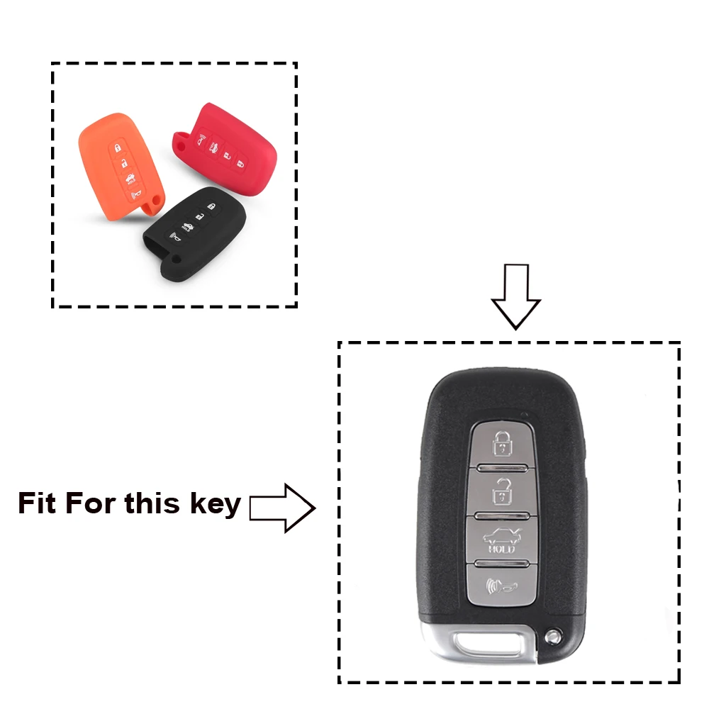 KEYYOU Silicone Cover Key Case For HYUNDAI Elantra Sonata Veloster for Kia Soul Sportage Car Remote Smart Fob Cover 4 Buttons