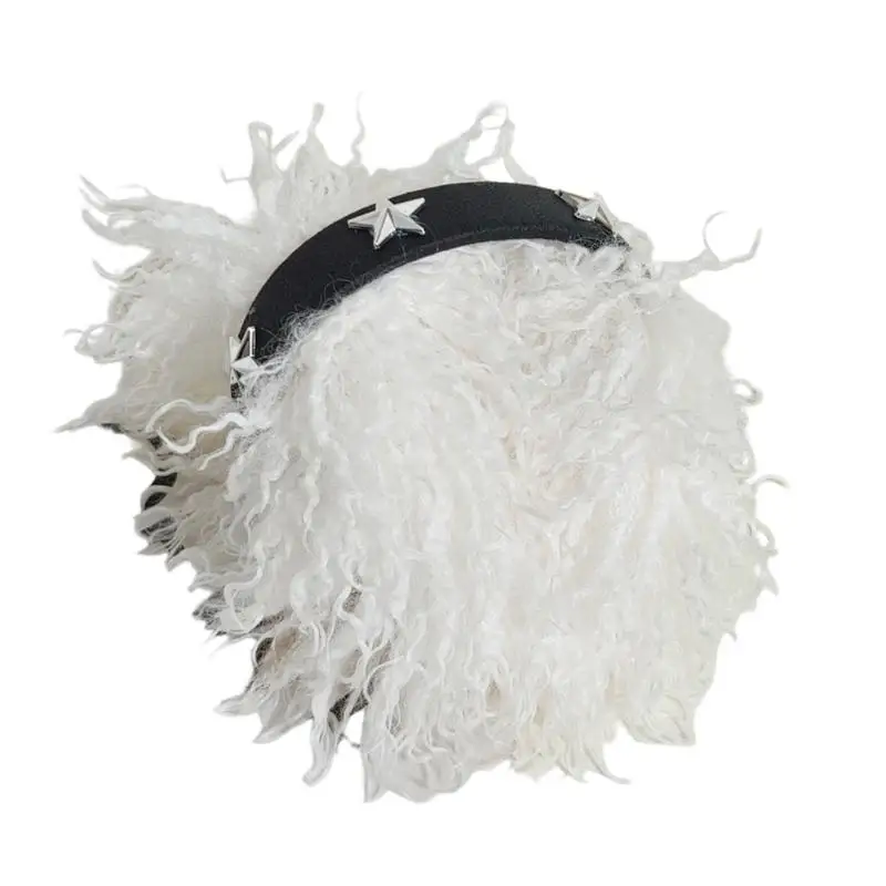 652F Strukturierte Fleece-Ohrabdeckungen, faltbarer Rahmen mit böhmischen Fransen und kantigem Metallic-Sterndetail, trendiges