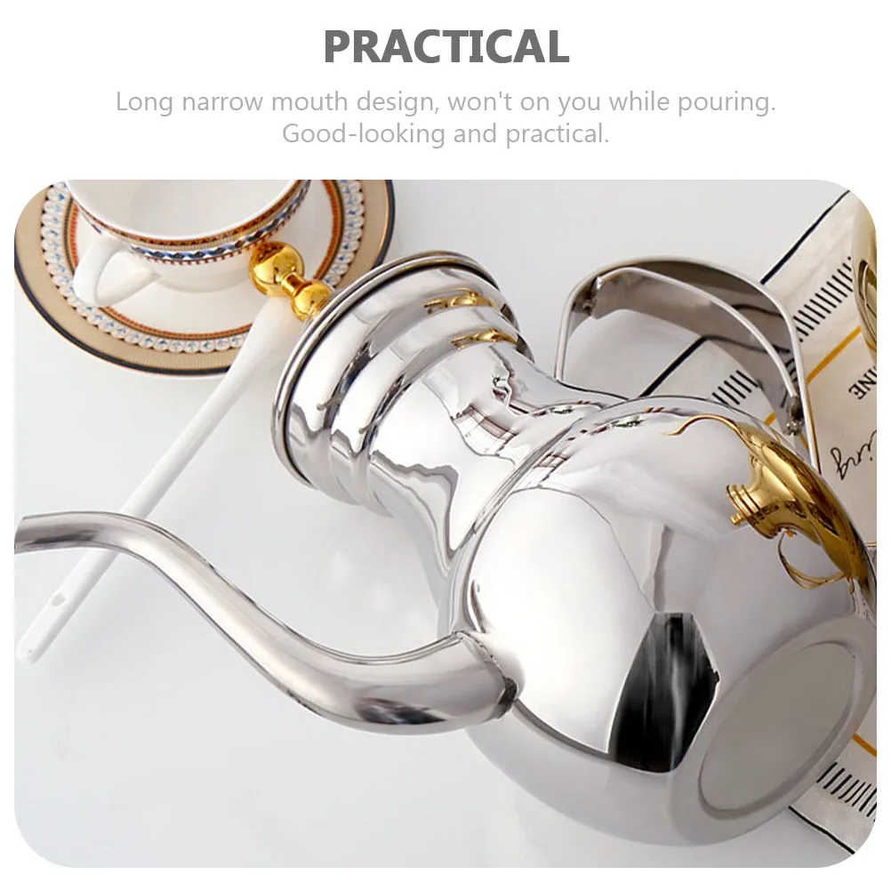 

Stainless Steel Filter Coffee Kettle Long Mouth Spout Ergonomic Handle Anti Rust Home Office Tea Pot Tea Pot