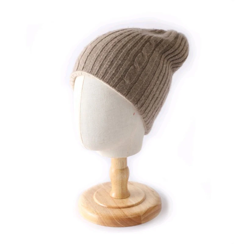 Reversible cashmere hat for men and women, double-layer warm hat, cable weaving, wool blend, casual style, outdoor