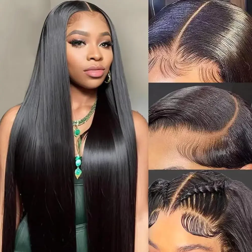 Natural Colored 44 46 Inch Straight Human Hair Wigs 200 Density 13x4 Lace Front Wigs 13x6 HD Full Lace Frontal Wigs For Women