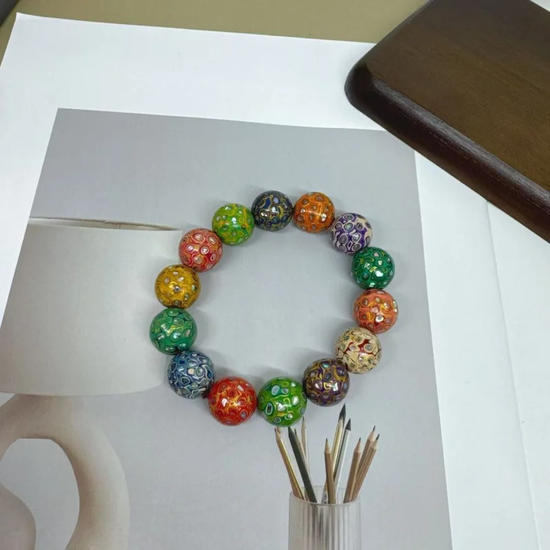

Non-Heritage Paint Full Screw Single-Wrap round Beads Bracelet
