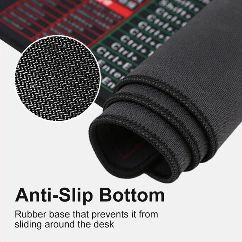 1 Piece With Office Software Shortcuts Pattern Extended Rubber Mouse Pad (31.5 X 11.8In)