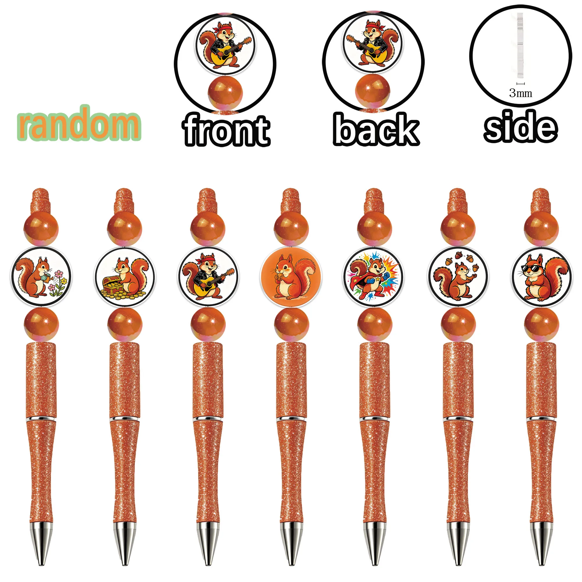 

8 pieces of squirrel-shaped ballpoint pens, smooth-rotating signature pens, patterned random gift pens