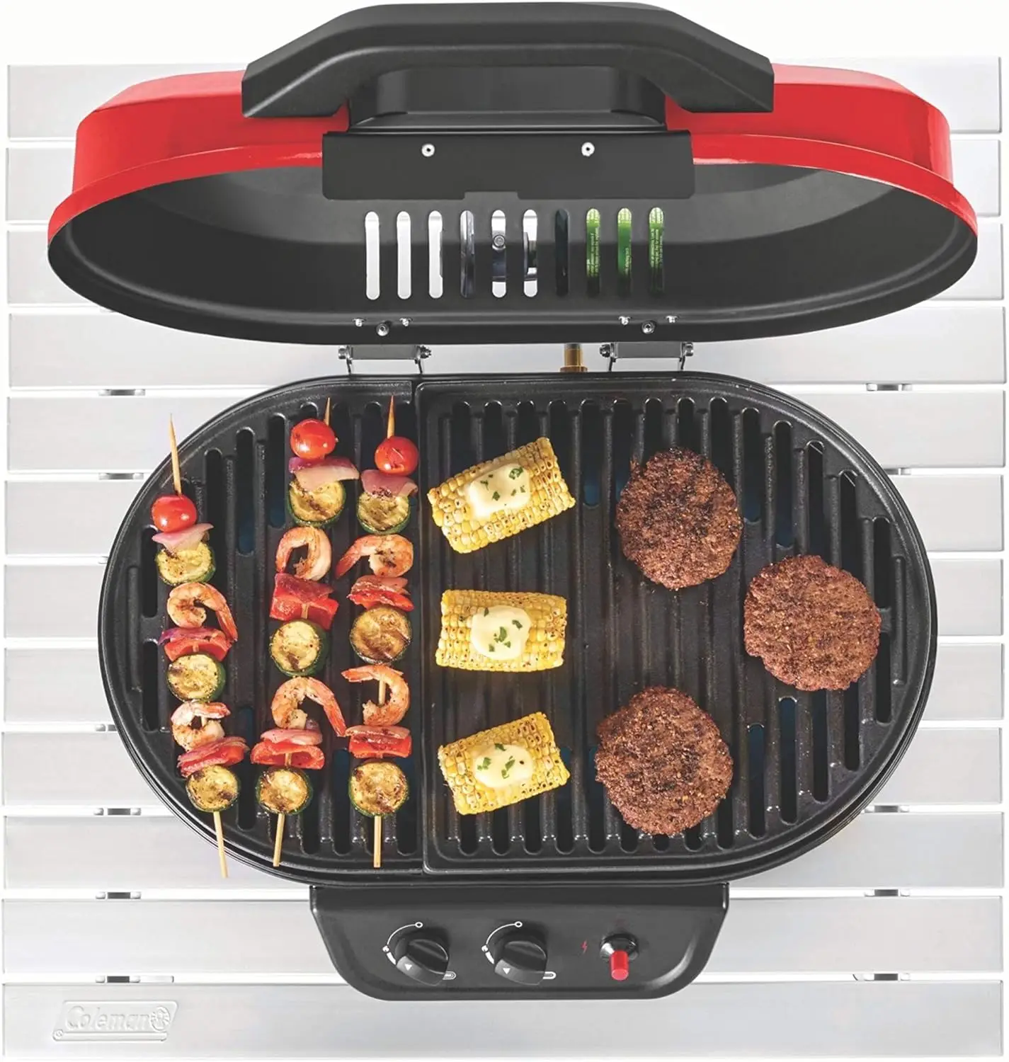 225 Portable Tabletop Propane Grill, Gas Grill with 2 Adjustable Burners, Instastart Ignition, & 11,000 BTUs of Power for