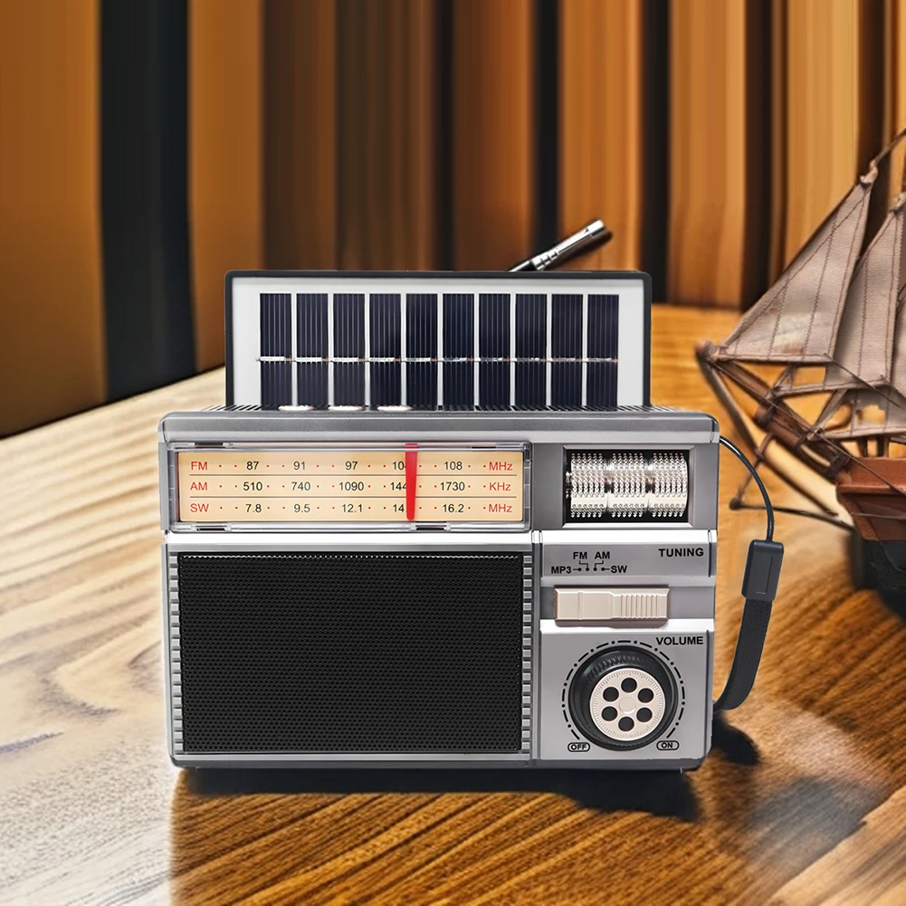 راديو بالطاقة الشمسية مع مكبر صوت BT راديو محمول يدعم بطاقة TF ومحرك USB وراديو الطوارئ للطوارئ الخارجية