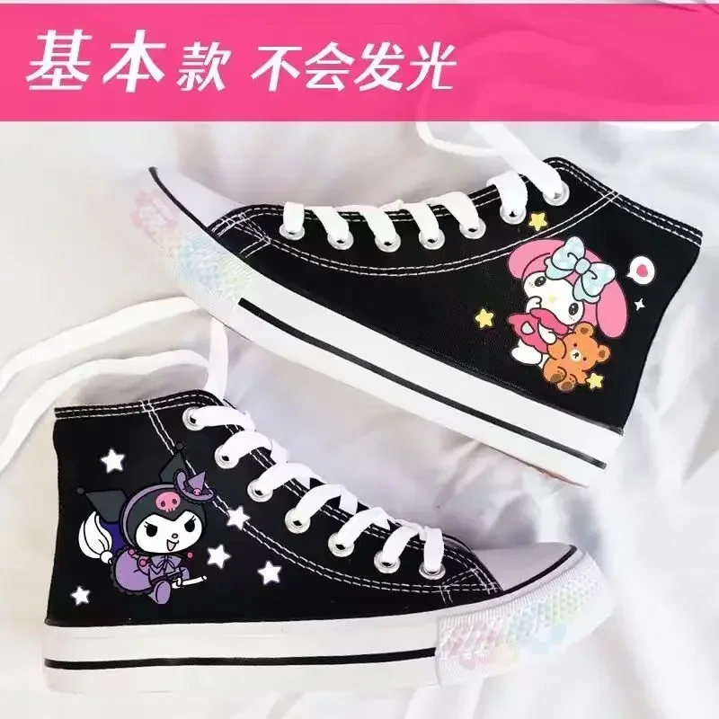 Korean Spring Autumn New Kuromi Canvas Shoes Girl High Top Canvas Shoes Leisure Students Fashion Women Shoes Skateboarding Shoes