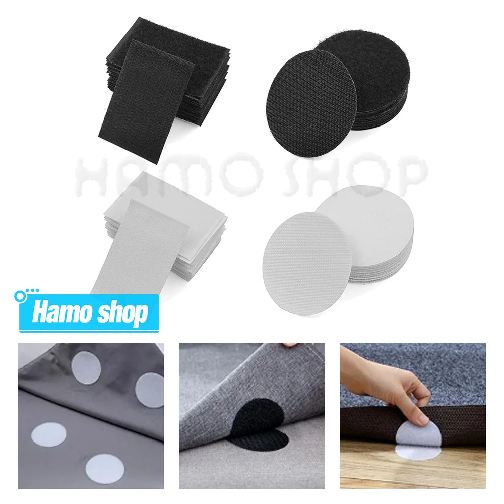 10Pairs/lot Strong Self-Adhesive Hook and Loop Fastener Tape Dots Rectangle Nylon Sticker Adhesive Tape For Bed Mat Carpet Shose