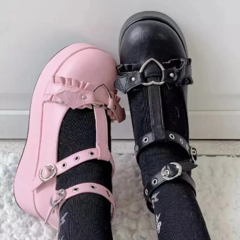 Scarpe da torta Y2K JK Spugna Giappone Kawaii Love StoryTransfer Landmine Series Scarpe da ragazza con suola spessa Scarpe da torta in spugna per sottocultura