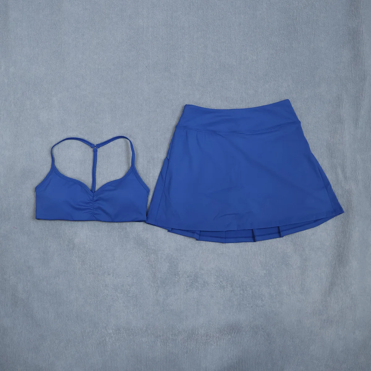 Damen 2-teiliges Tennis-Set Y-Back Sport-BH Plissierter Rock Hochtaillierter Golf-Skort Yoga Fitness Workout Gym Activewear Anzug – Detail 25