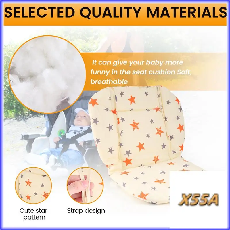 

XX-Baby Stroller Seat Pad Universal Baby Stroller High Chair Seat Cushion Liner Mat Cotton Soft Feeding Chair Pad Cover