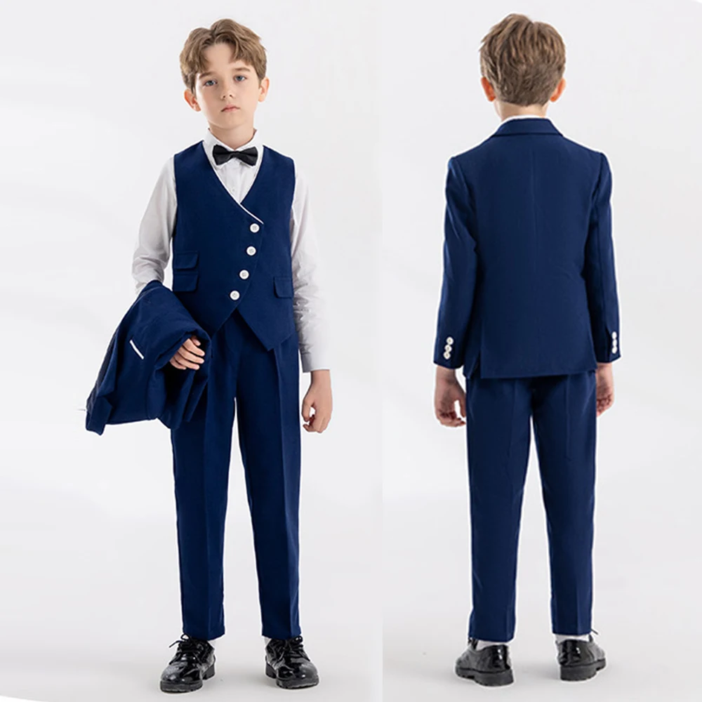 

Wedding Tuxedo Suits for Kids Boy Blazer Pants Slim Fit Children Clothing Set Formal Party Outfits Jacket+Vest+Trousers