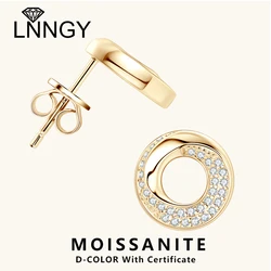 Lnngy 925 Certified Silver Earrings Pave Setting Moissanite Stud Earring For Women Girls Fashion Hypoallergenic Pierced Jewelry