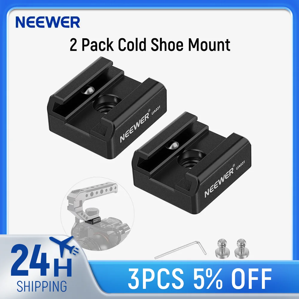 NEEWER 2 Pack Cold Shoe Mount Adapter with 1/4